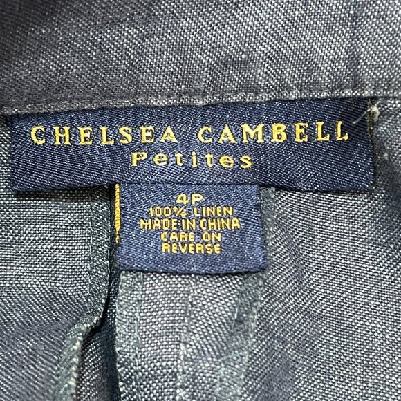 Vtg 90's Chelsea Campbell Women's 4P 100% Linen High Waist Navy Belted Shorts - Picture 5 of 5